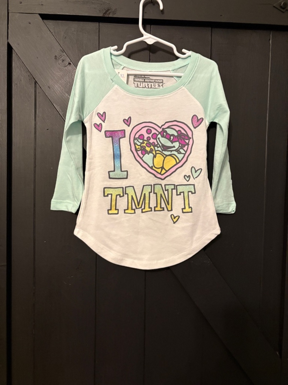 Nickelodeon Mint and White TMNT Raglan Tee